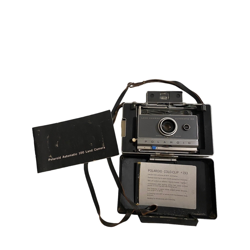Vintage Polaroid‎ Automatic 100 Land Camera, Case, Instruction Manual